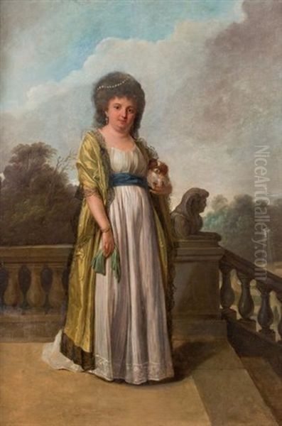 Portrait De Femme Devant Un Parc Oil Painting by Francois Jean (Jean Francois) Sablet