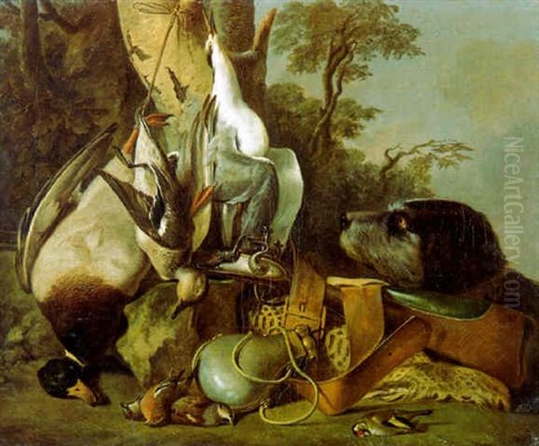 Nature Morte Au Gibier Et Au Griffon Oil Painting by Francois Jean (Jean Francois) Sablet