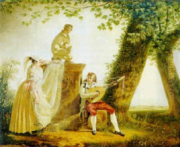 La Serenade Sur Fond De Paysage Oil Painting by Jacques Sablet