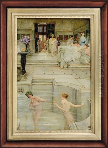 Le Terme A Pompei Oil Painting by Cesare Saccaggi