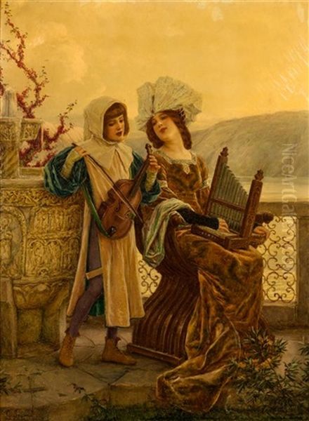 The Duet Oil Painting by Cesare Saccaggi