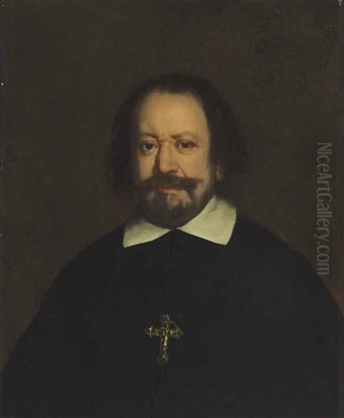 Portrait Of Cardinal Girolamo Colonna (1604-1666), Half-length Oil Painting by Andrea Sacchi