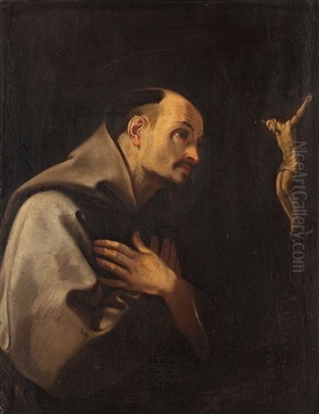 Praying Benedictine Monk Oil Painting by Andrea Sacchi