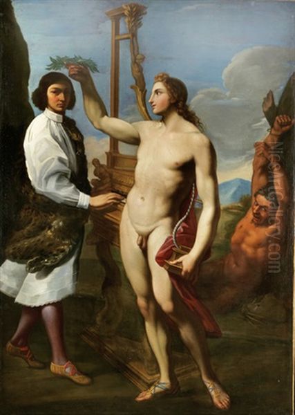 Ritratto Allegorico Del Cantante Marcantonio Pasqualini Oil Painting by Andrea Sacchi