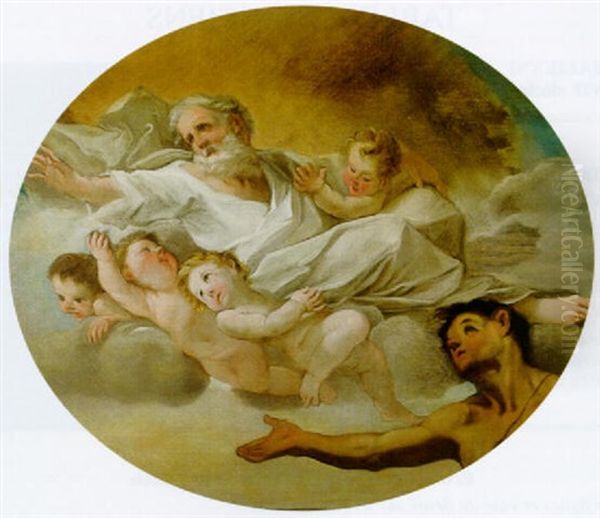 Dieu Le Pere Entoure D'anges Oil Painting by Andrea Sacchi