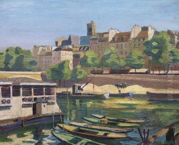 La Seine Au Quai D'anjou Oil Painting by Louis Daniel Bouchet