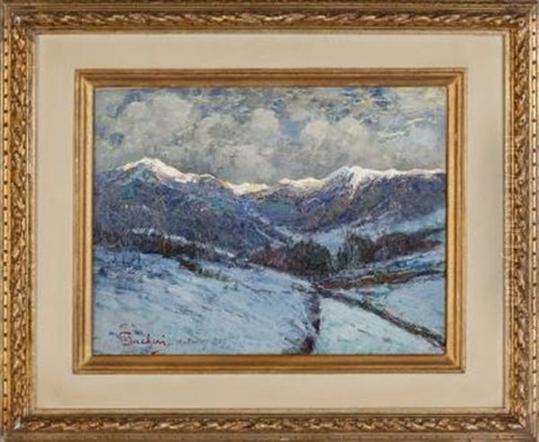 Paesaggio Innevato Oil Painting by Giuseppe Sacheri