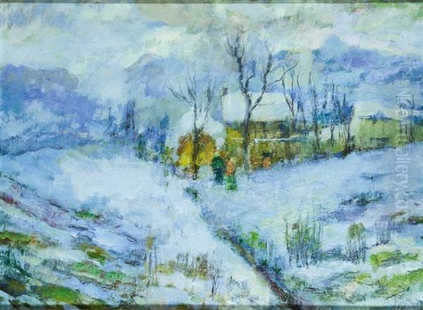 Paesaggio Innevato Oil Painting by Giuseppe Sacheri