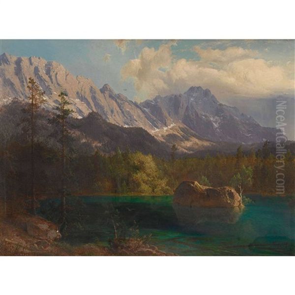 Der Eibsee Bei Garmisch-partenkirchen Oil Painting by Michael Sachs