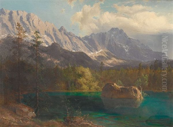 Der Eibsee Bei Garmisch-partenkirchen Oil Painting by Michael Sachs