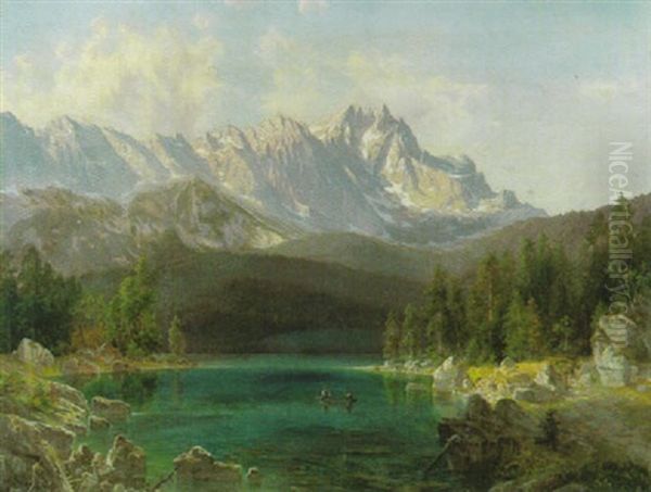 Der Eibsee Mit Blick Auf Das Zugspitzmassiv Oil Painting by Michael Sachs