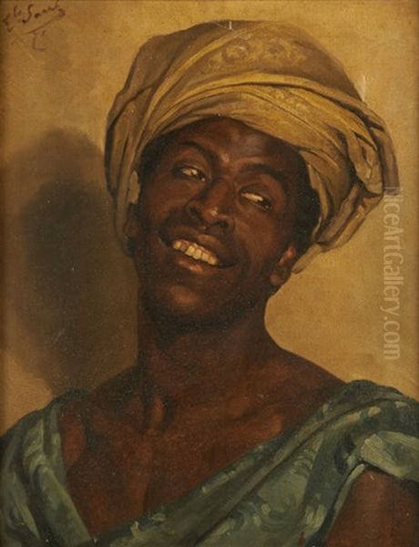 Tete D'africain Oil Painting by Emile Sacre