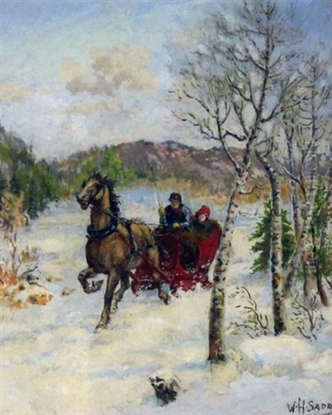 An Afternoon Sleigh Ride Oil Painting by William Harvey Sadd