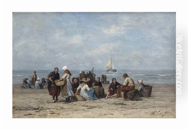 Awaiting The Catch Oil Painting by Philip Lodewijk Jacob Frederik Sadee