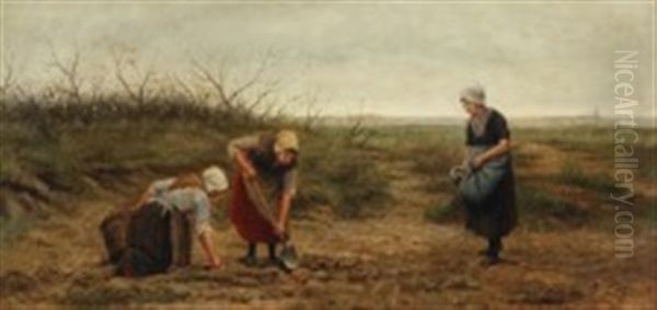 Truffle Hunt In Holland Oil Painting by Philip Lodewijk Jacob Frederik Sadee