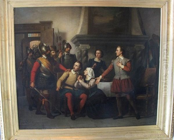 The Patriotic Call To Arms , Historical Scene Oil Painting by Philip Lodewijk Jacob Frederik Sadee