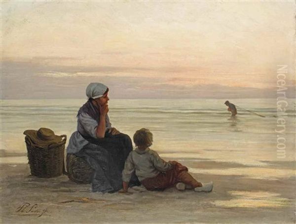 A Quiet Evening At Sunset Oil Painting by Philip Lodewijk Jacob Frederik Sadee