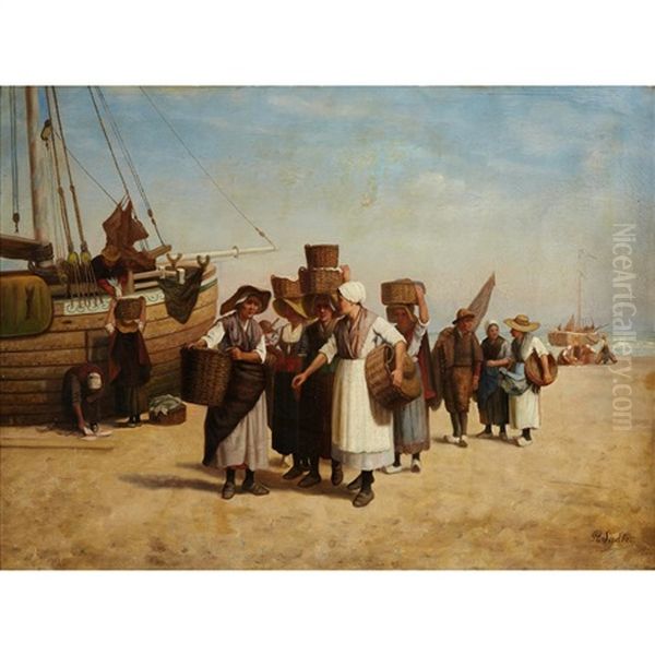 Terugkeer Van De Vischafslag Oil Painting by Philip Lodewijk Jacob Frederik Sadee