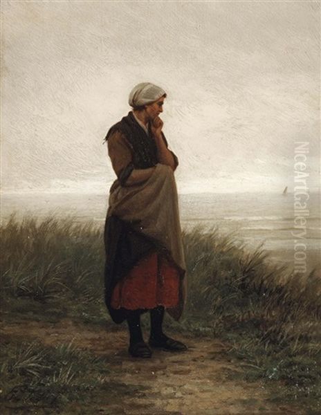 Awaiting The Return Oil Painting by Philip Lodewijk Jacob Frederik Sadee