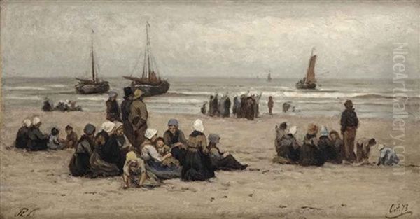 Awaiting The Fleet Oil Painting by Philip Lodewijk Jacob Frederik Sadee