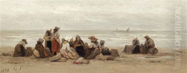 Awaiting The Fleet Oil Painting by Philip Lodewijk Jacob Frederik Sadee