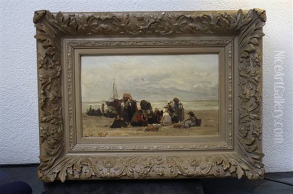 Vissersvrouwen Op Het Scheveningse Strand Oil Painting by Philip Lodewijk Jacob Frederik Sadee