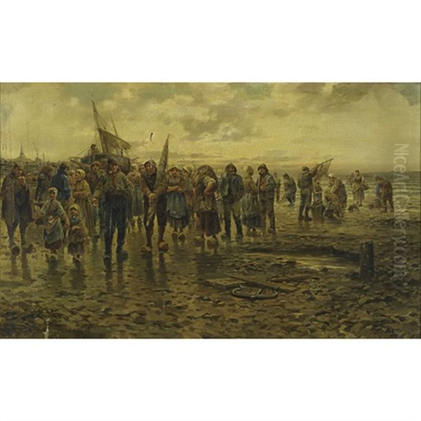 Returning From Fishing (no. 5722) Oil Painting by Philip Lodewijk Jacob Frederik Sadee