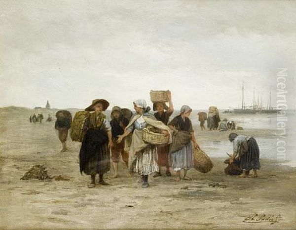 Bringing In The Catch Oil Painting by Philip Lodewijk Jacob Frederik Sadee