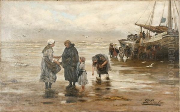 The Return Of The Fishing Boat Oil Painting by Philip Lodewijk Jacob Frederik Sadee