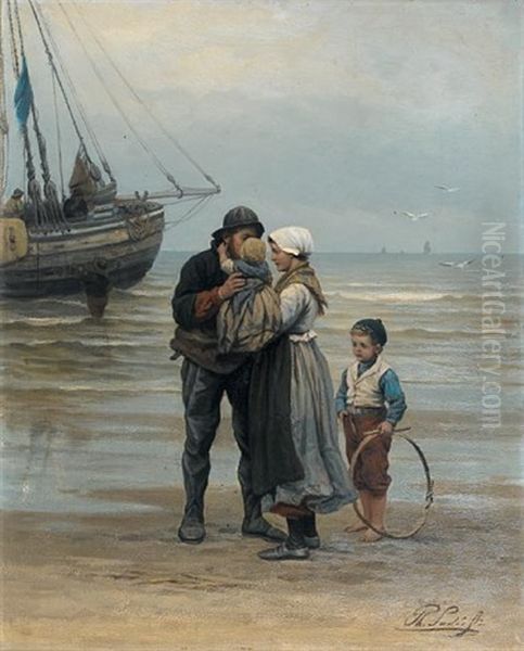 The Farwell Oil Painting by Philip Lodewijk Jacob Frederik Sadee