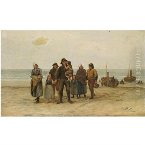 The Return Of The Fishermen Oil Painting by Philip Lodewijk Jacob Frederik Sadee