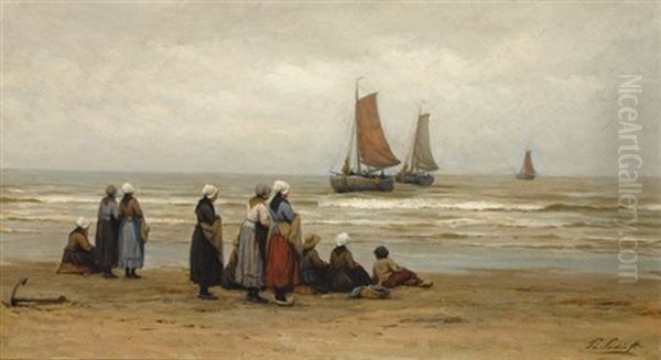 Awaiting The Return Oil Painting by Philip Lodewijk Jacob Frederik Sadee