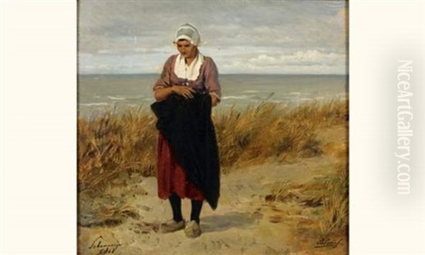 Femme Sur La Plage Oil Painting by Philip Lodewijk Jacob Frederik Sadee