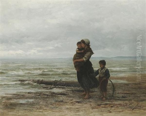 Looking Out To Sea Oil Painting by Philip Lodewijk Jacob Frederik Sadee