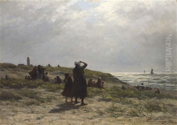 The Return Of The Fishing Fleet, Katwijk Oil Painting by Philip Lodewijk Jacob Frederik Sadee