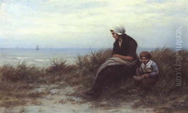 On The Dunes Oil Painting by Philip Lodewijk Jacob Frederik Sadee