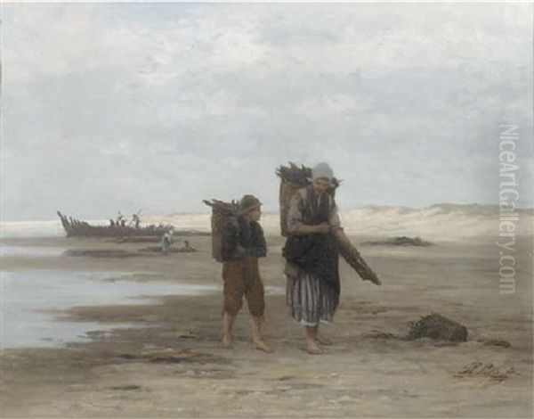 Strandjutters Oil Painting by Philip Lodewijk Jacob Frederik Sadee