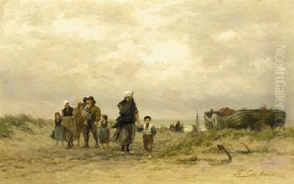 The Arrival Of The Fleet Oil Painting by Philip Lodewijk Jacob Frederik Sadee