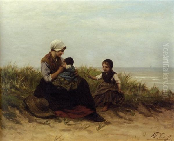 Motherly Love Oil Painting by Philip Lodewijk Jacob Frederik Sadee