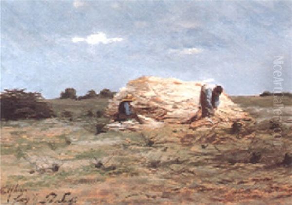 The Hay Harvest Oil Painting by Philip Lodewijk Jacob Frederik Sadee