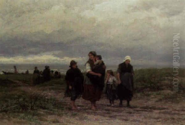 The Fisher Family's Return Oil Painting by Philip Lodewijk Jacob Frederik Sadee