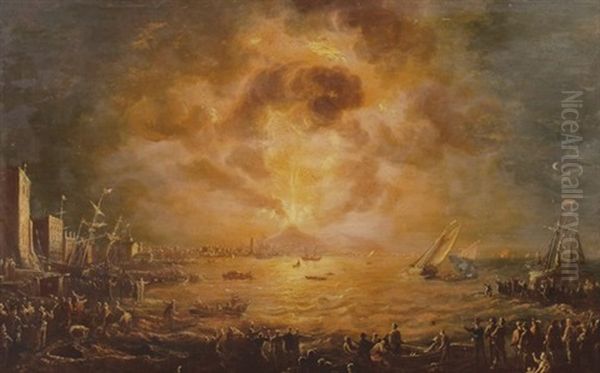 Vesuvius Erupting Oil Painting by William Sadler the Elder