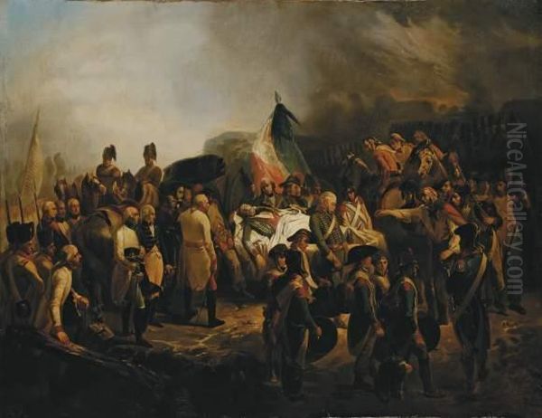 Les Funerailles Du General Marceau Oil Painting by Francois Bouchot