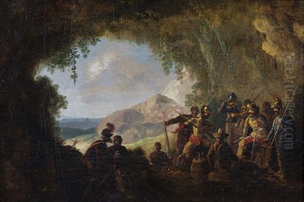 Military Groups, A Pair Oil Painting by William Sadler the Younger