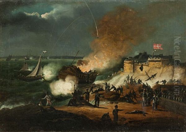 Battle Of Copenhagen - 1801 Oil Painting by William Sadler the Younger