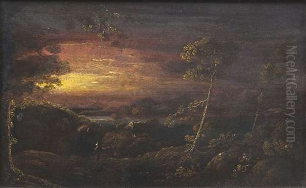 Figures In Landscapes, At Sundown (pair) by William Sadler the Younger