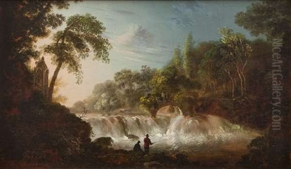 Figures By A Weir Oil Painting by William Sadler the Younger