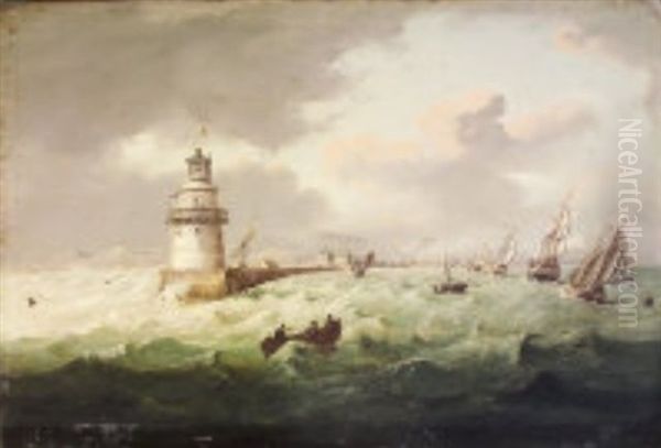 Shipping At The Entrance To Dublin Port Oil Painting by William Sadler the Younger