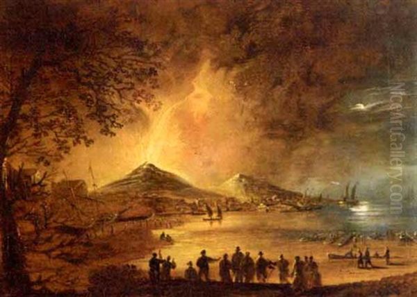 The Eruption Of Mount Vesuvius Oil Painting by William Sadler the Younger