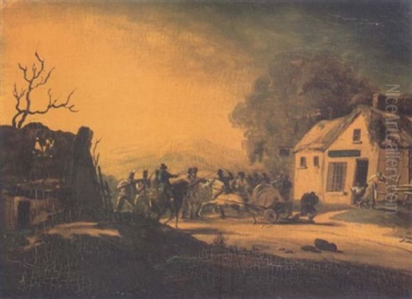 A Revenue Raid Oil Painting by William Sadler the Younger